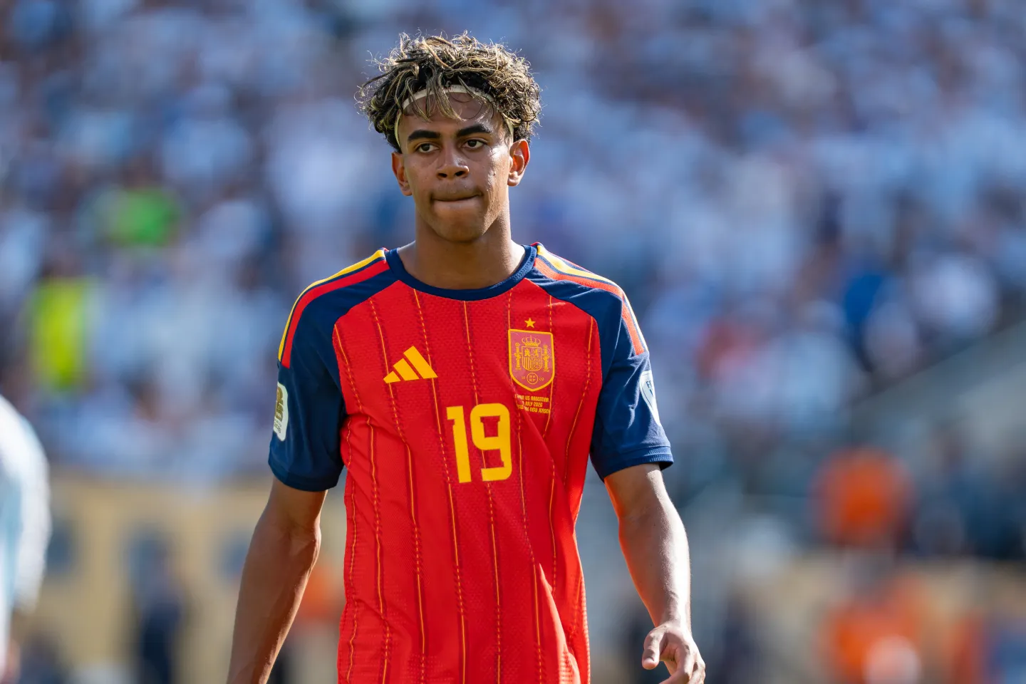 لامين يامال أثناء مباراة نهائي كأس العالم 2026 بين الأرجنتين وإسبانيا.